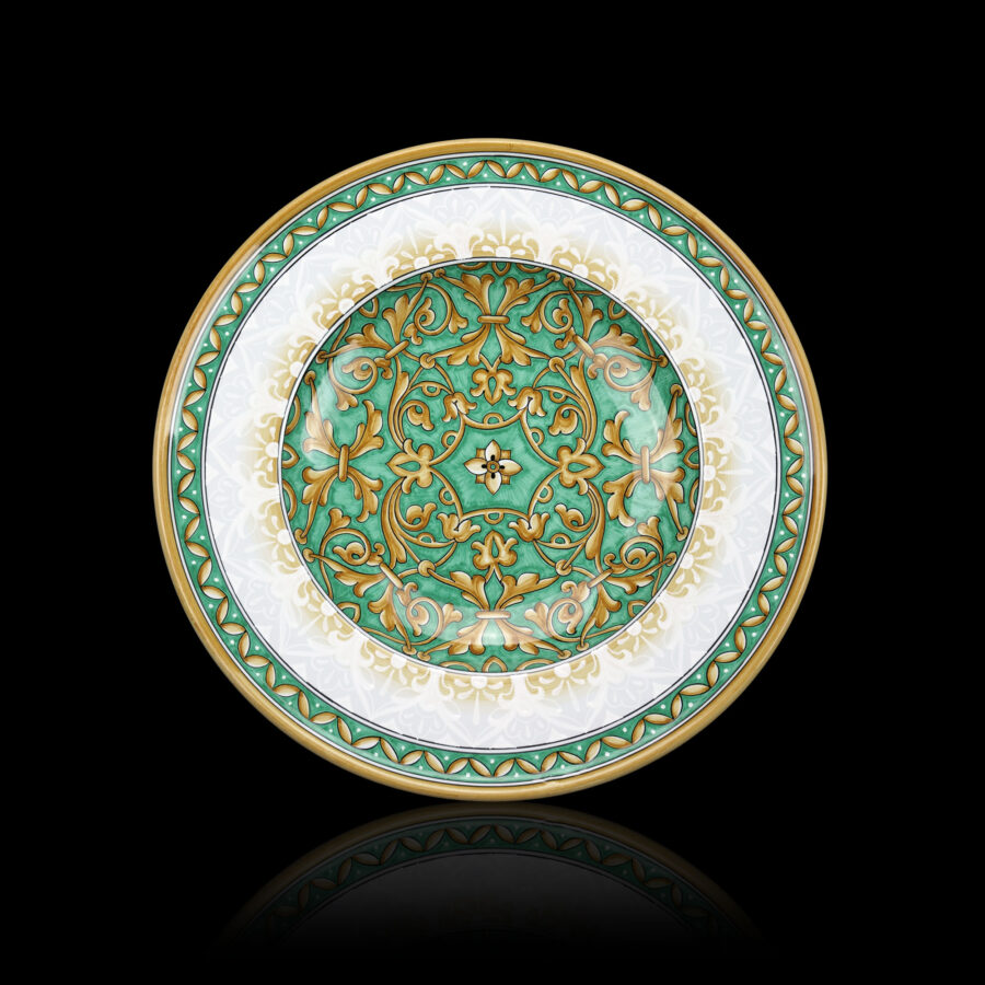 Majolica-plate-damask-aquamarine